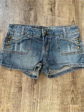 Vintage Mudd Y2K Low Rise Denim Studded Micro Shorts Size 3